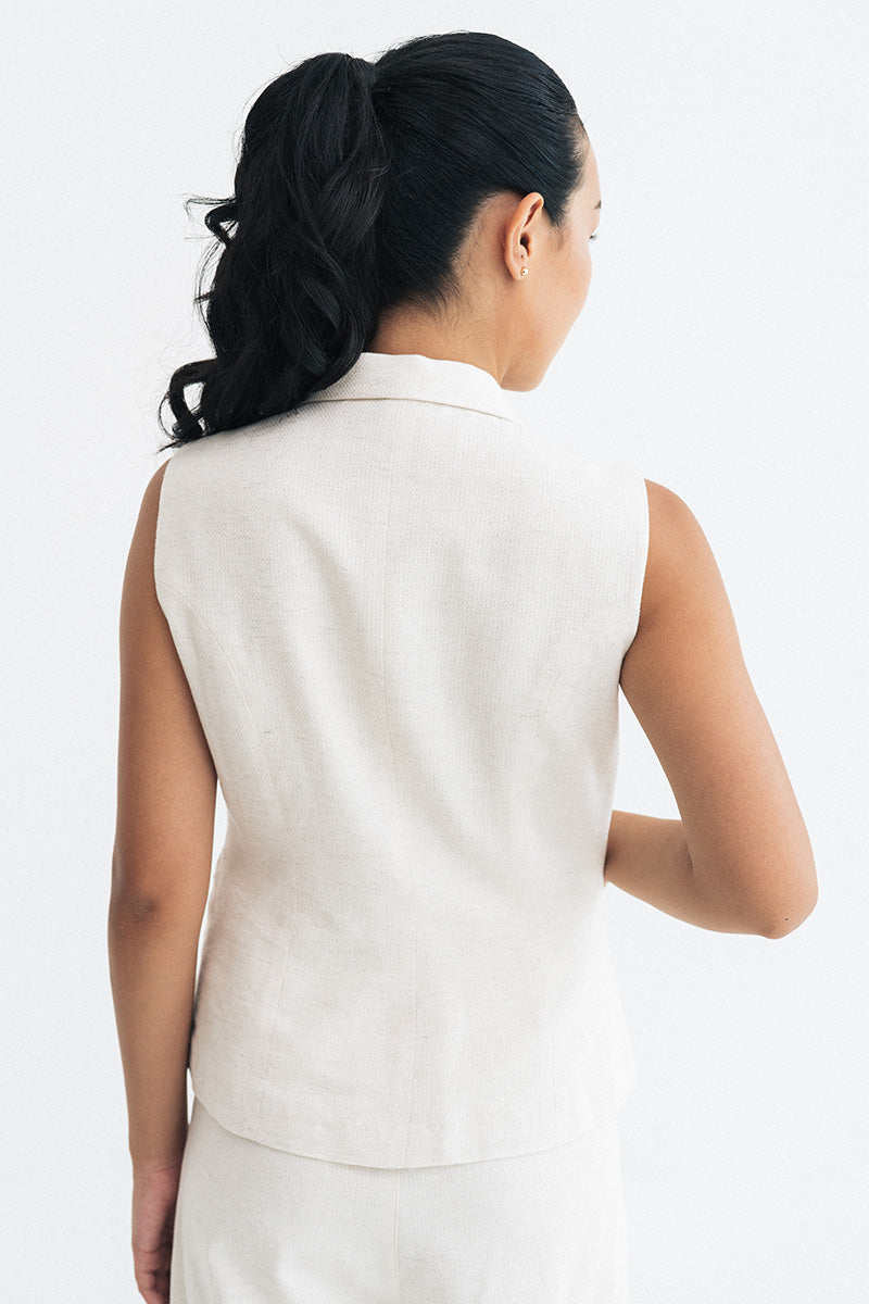 Buckle 15 Natural Collar Vest In Broken White