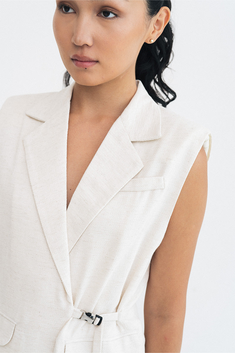 Buckle 15 Natural Padded Vest In Broken White