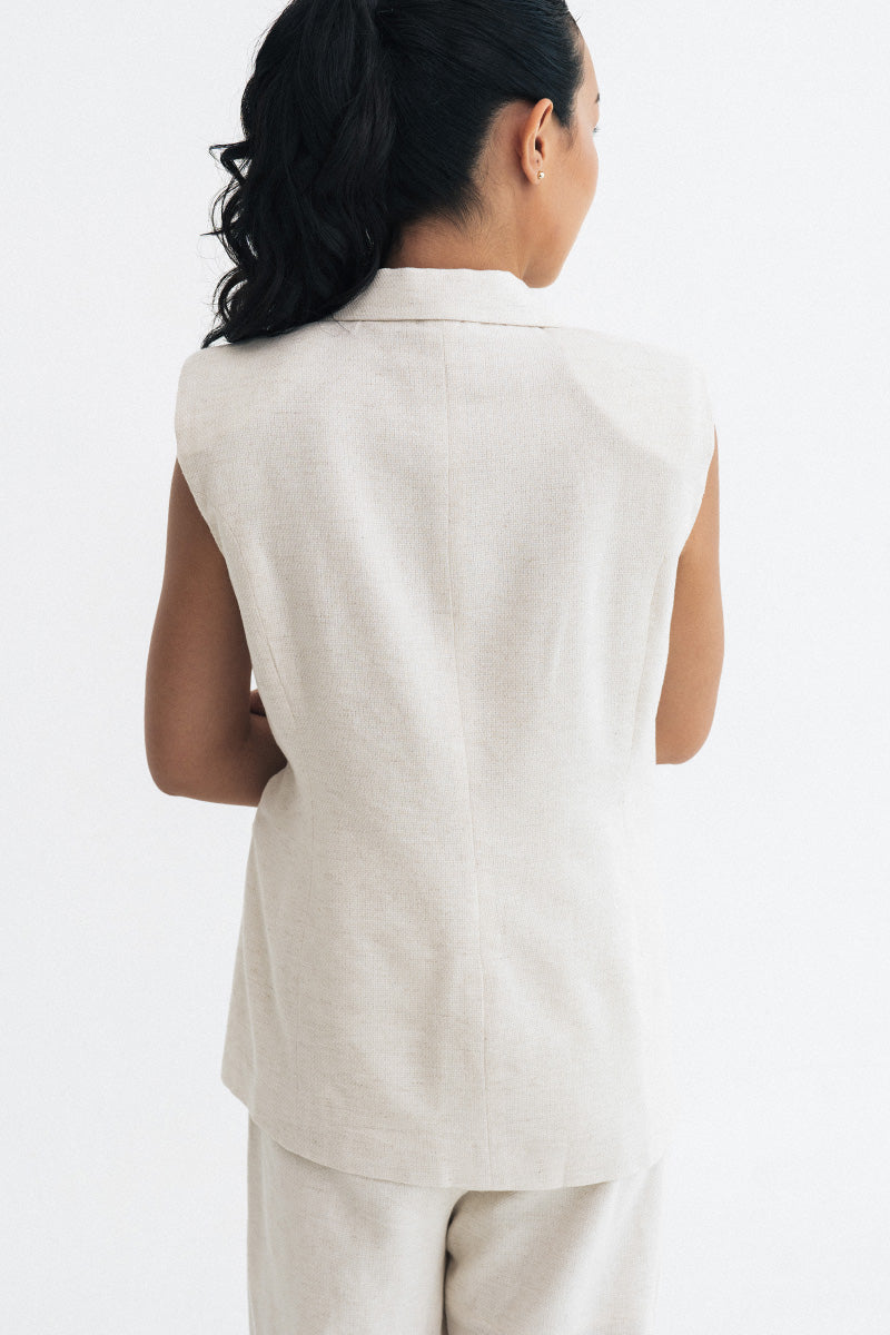 Buckle 15 Natural Padded Vest In Broken White