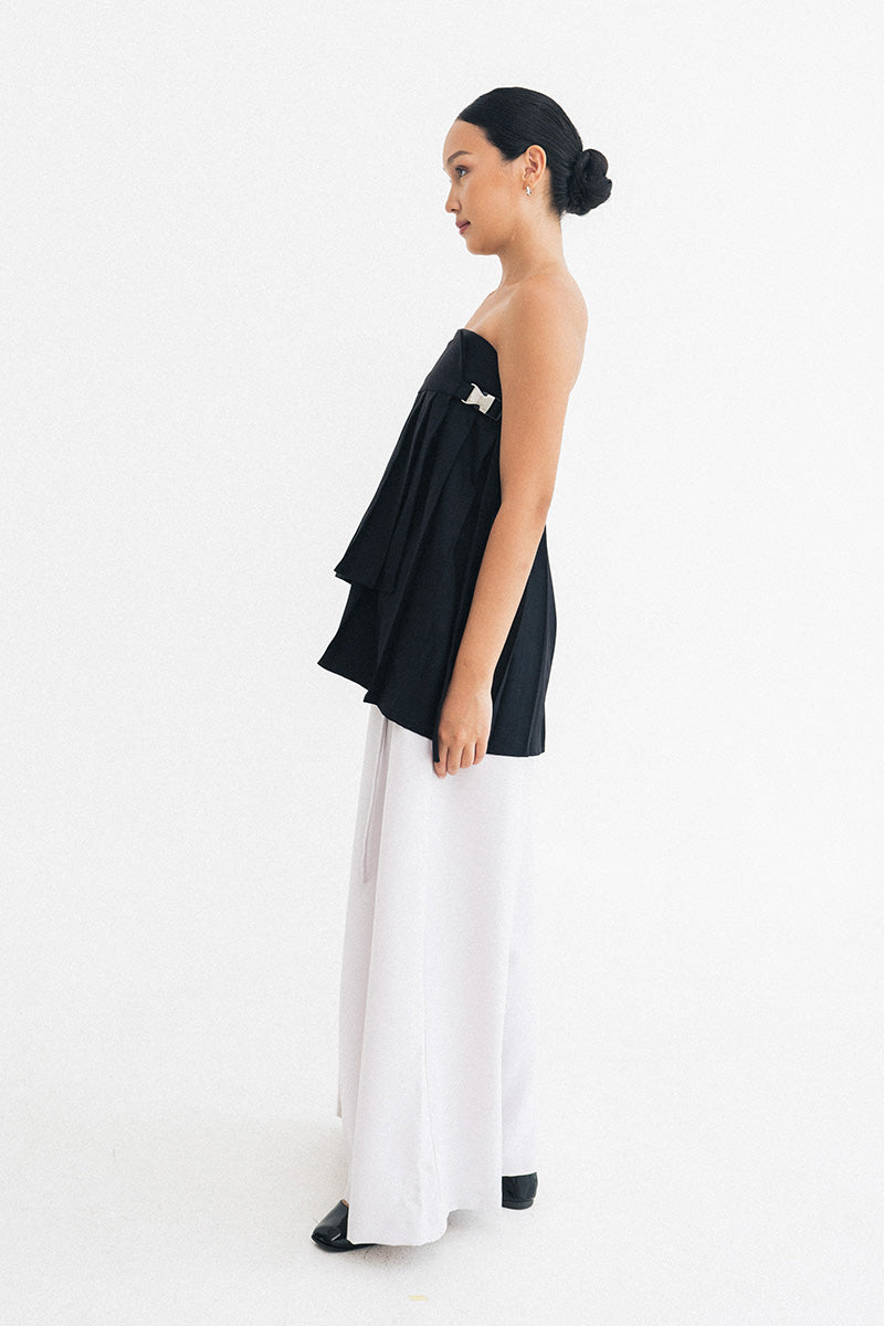 Buckle 25 Flare Pleated Obi In Black