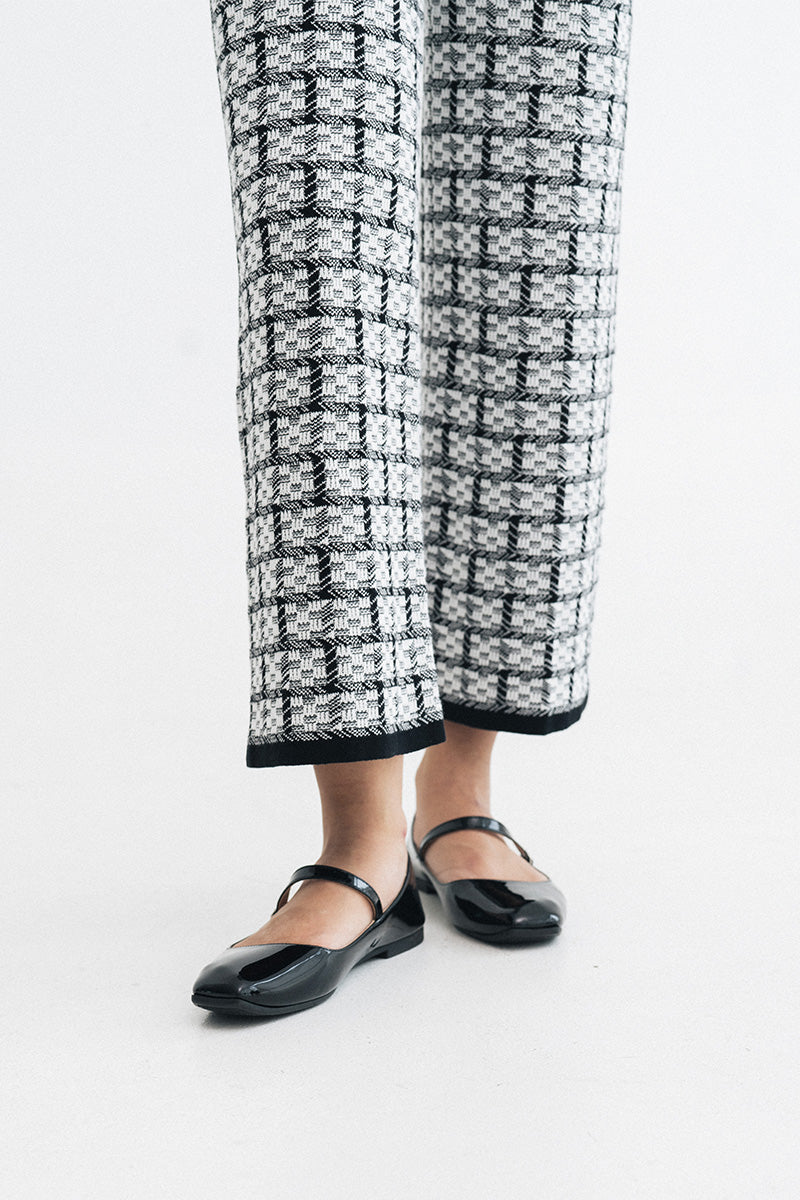 Check Knitted Pants In Black