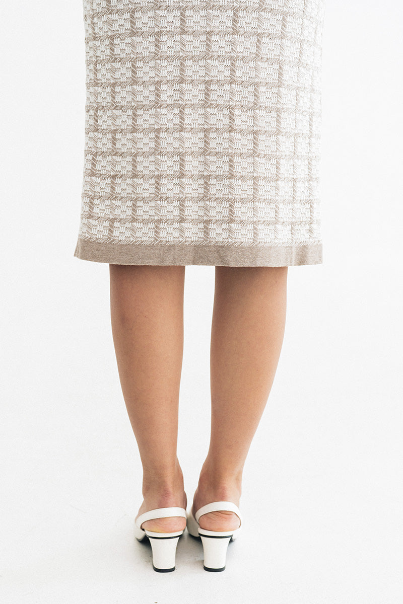 Check Knitted Skirt In Brown