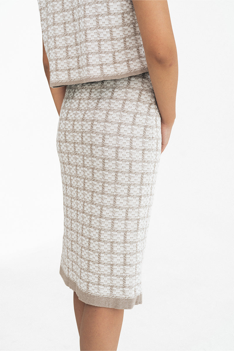 Check Knitted Skirt In Brown