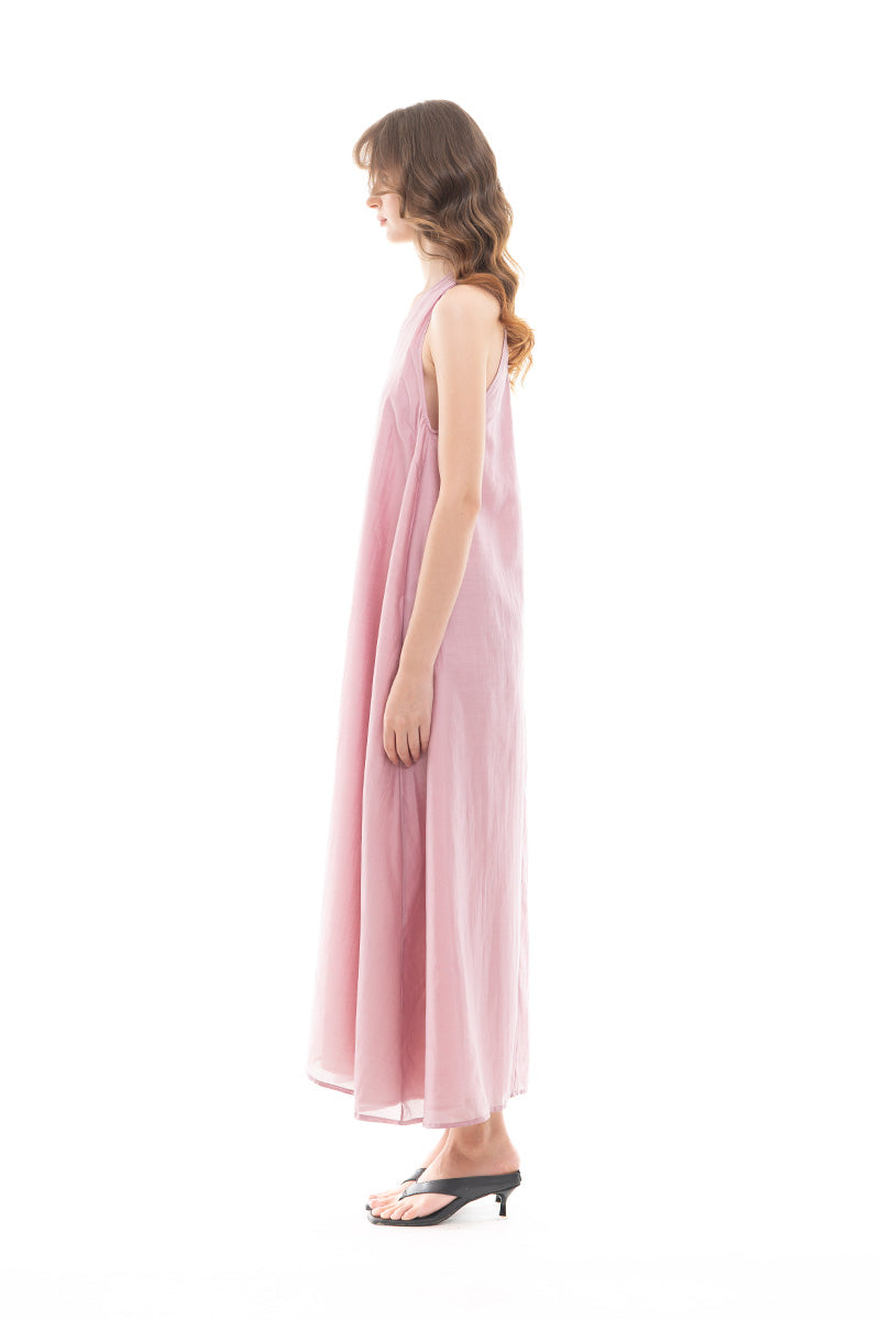 Halter Maxi Dress In Mauve Pink
