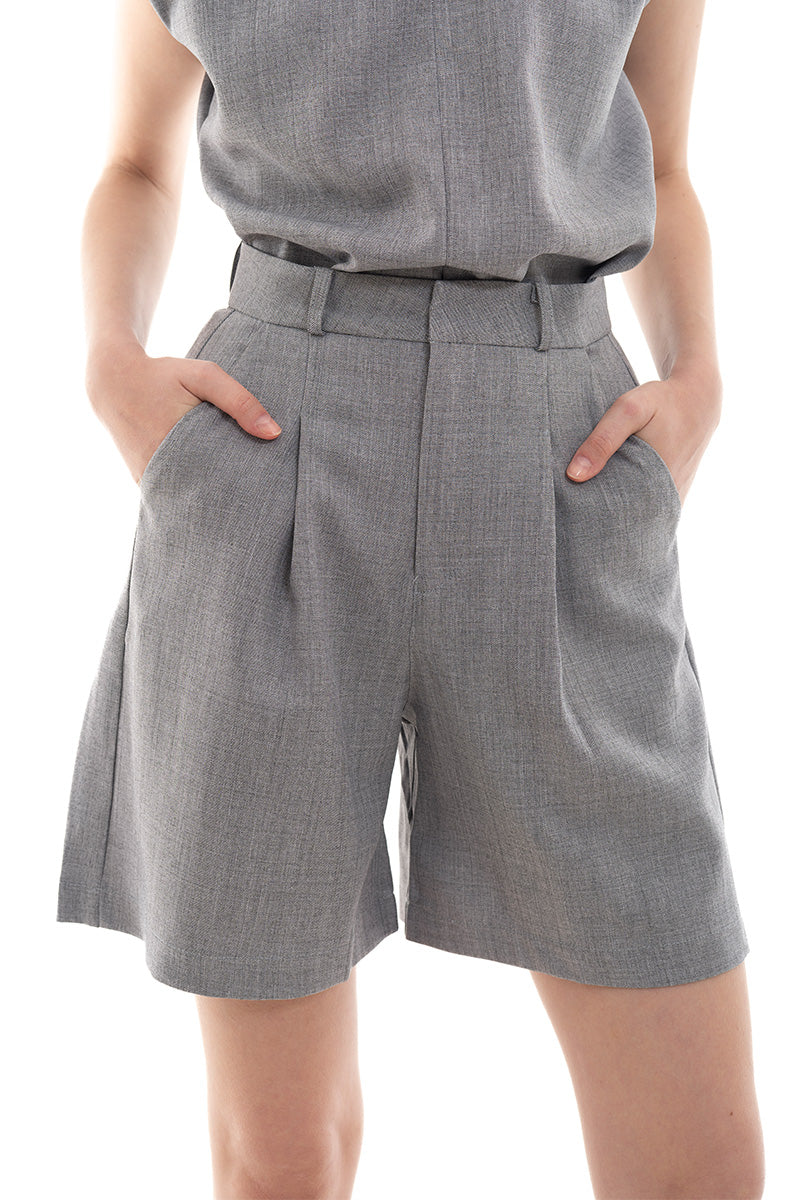 High-Rise Shorts In Light Grey