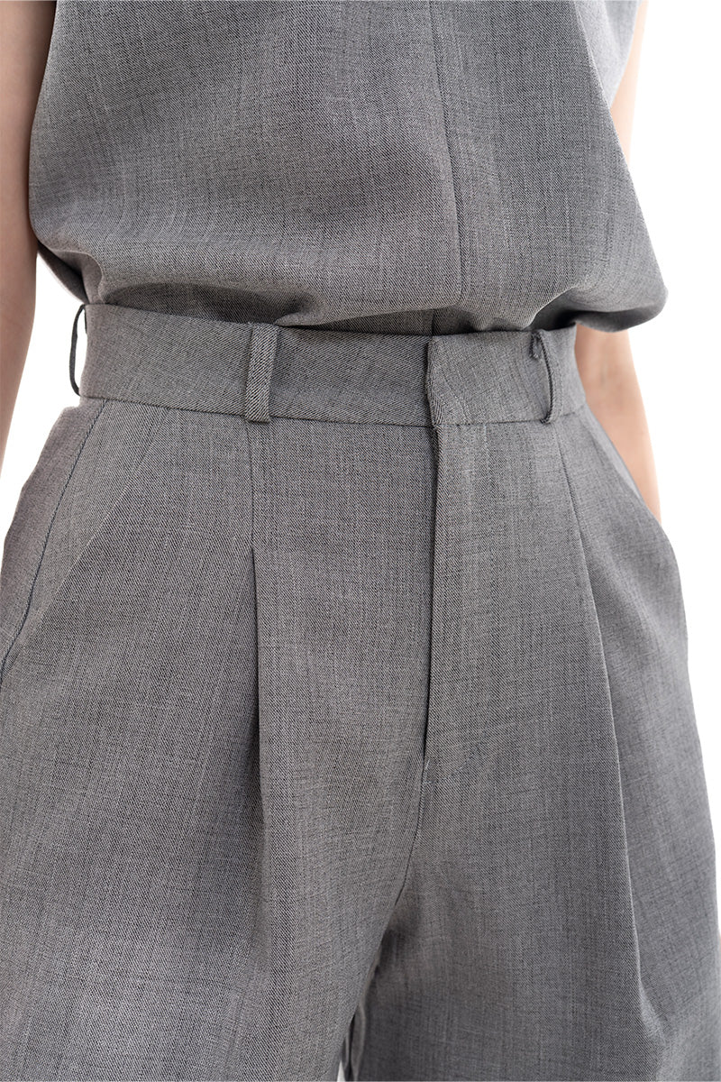 High-Rise Shorts In Light Grey