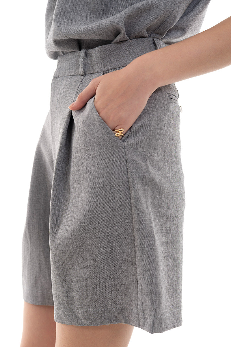 High-Rise Shorts In Light Grey