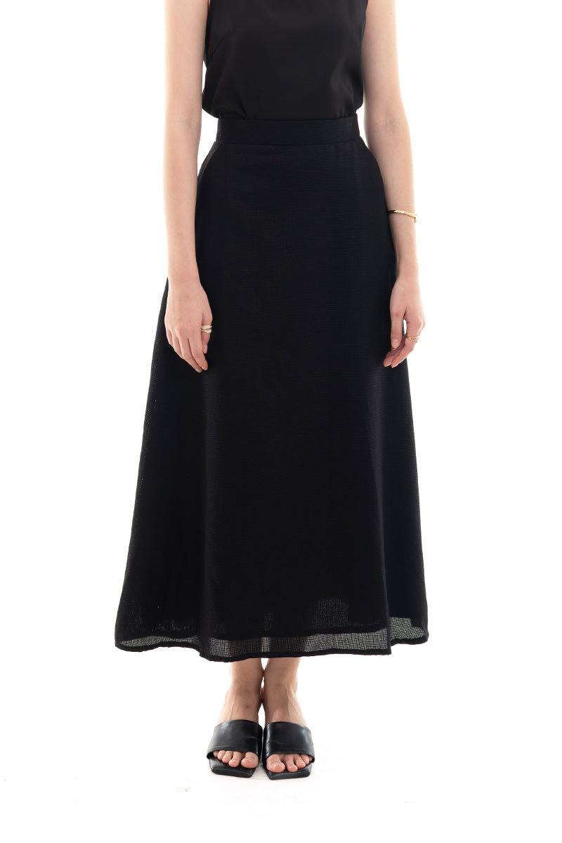 Natural A-Line Maxi Skirt In Black