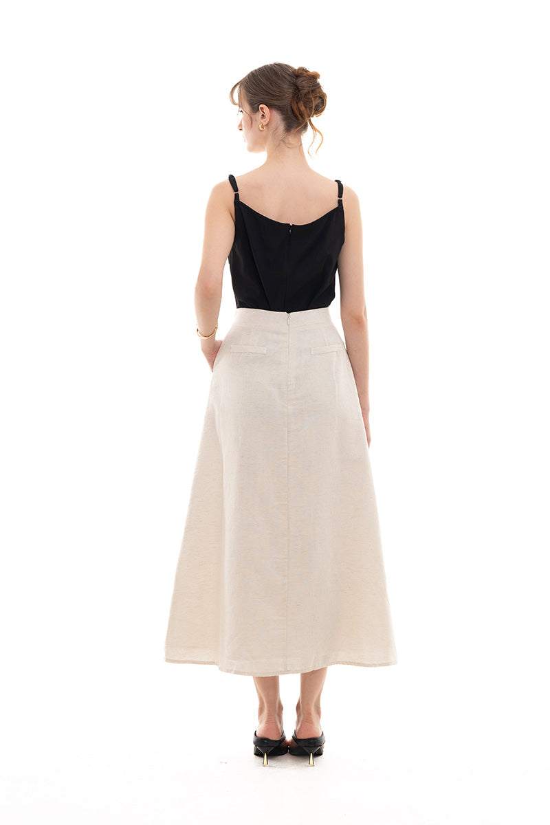 Natural A-Line Maxi Skirt In Broken White