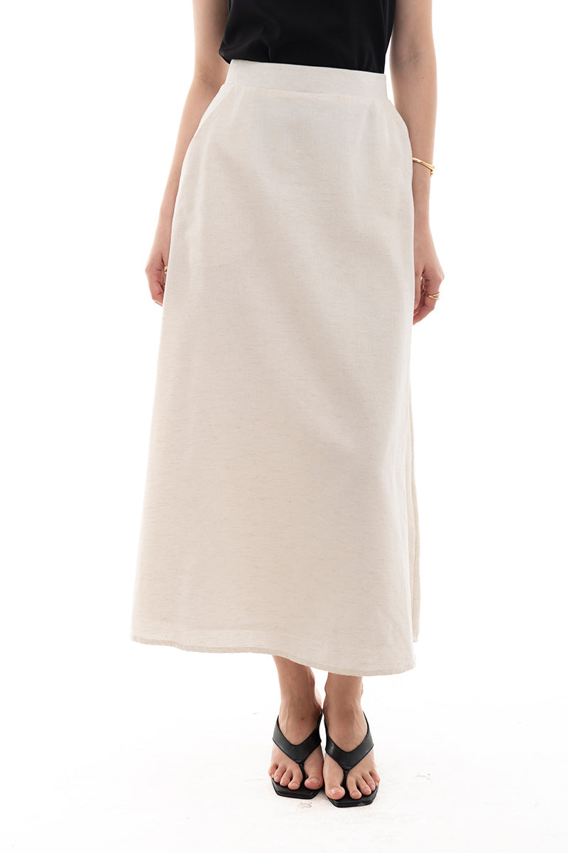 Natural A-Line Maxi Skirt In Broken White