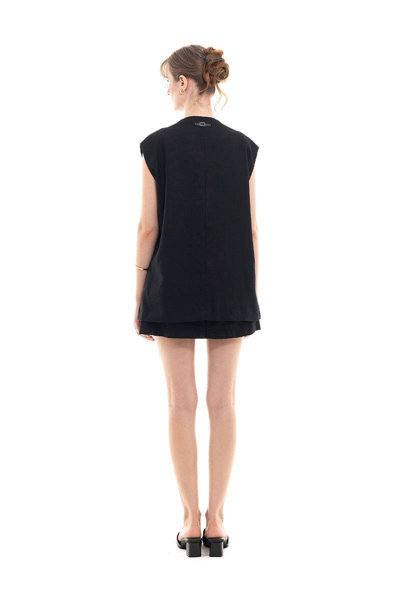 Natural Oversized Vest In Black