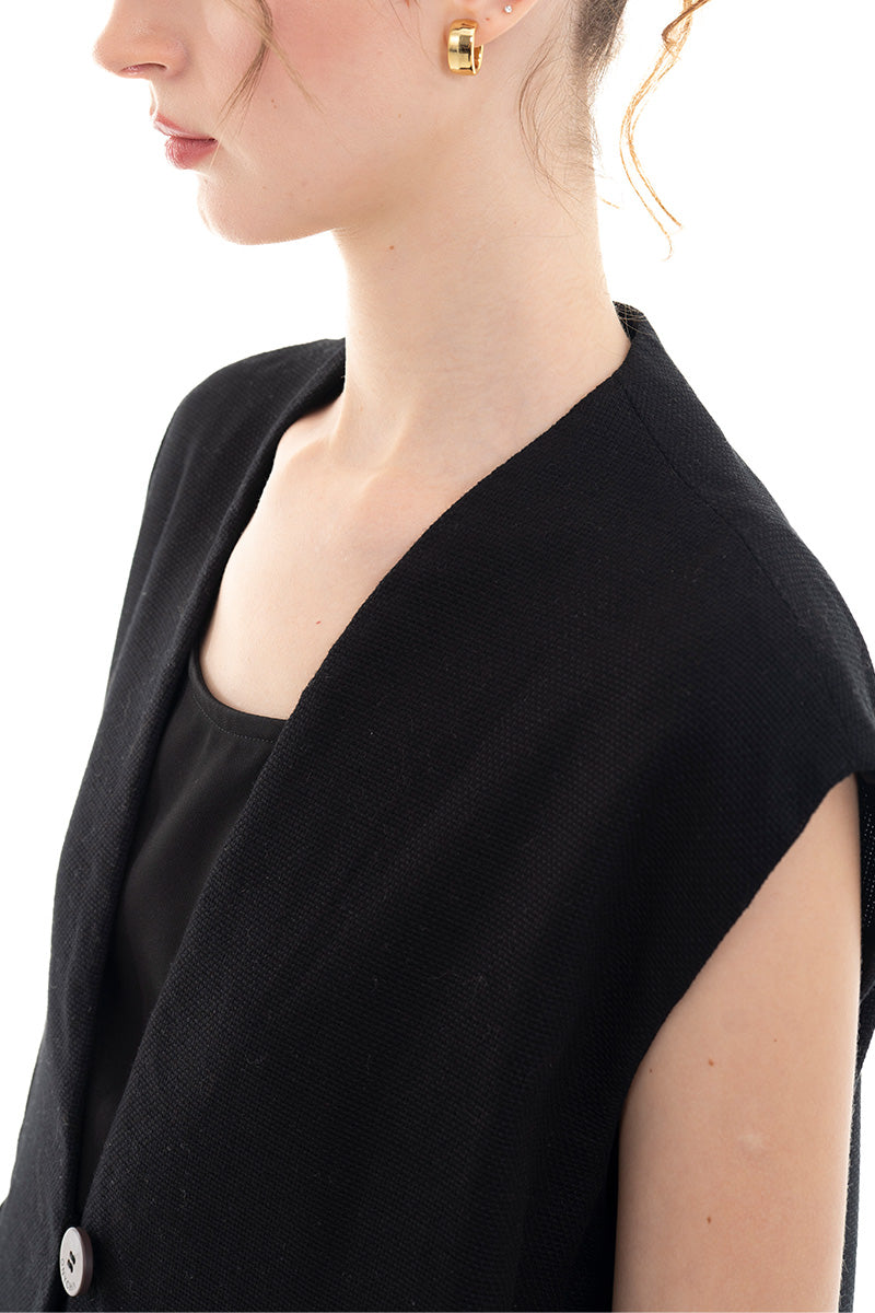 Natural Oversized Vest In Black