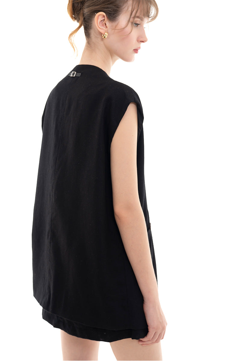 Natural Oversized Vest In Black