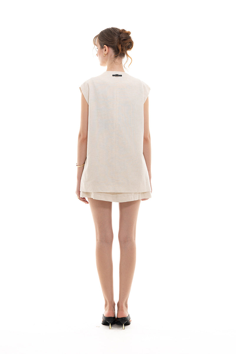 Natural Oversized Vest In Broken White