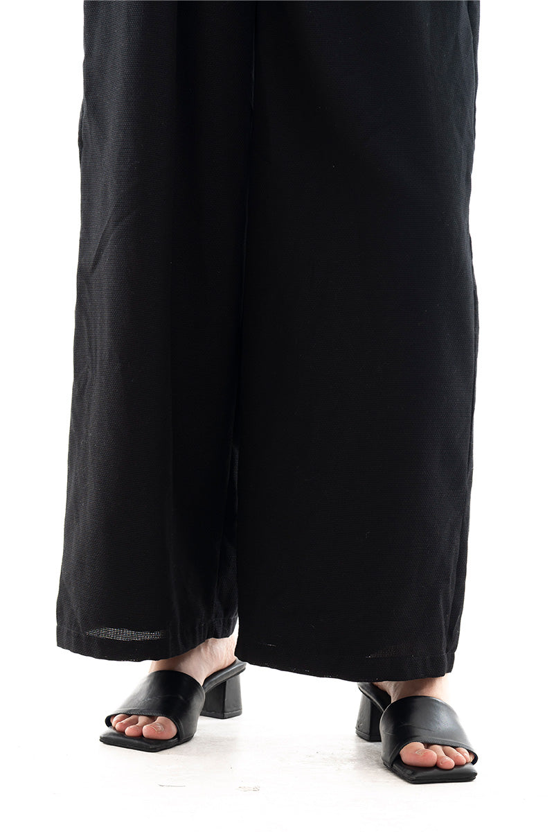 Natural Pleated Wide Leg Pants In Black