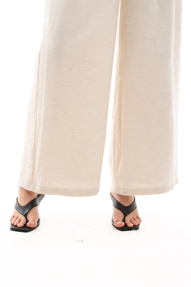 Natural Pleated Wide Leg Pants In Broken White