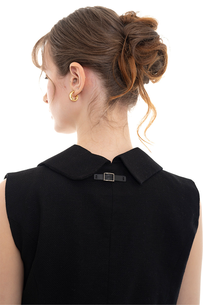 Natural Wrap Tie-Front Vest In Black