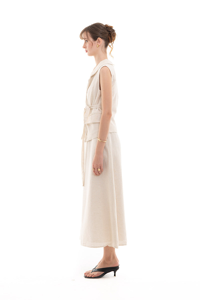 Natural Wrap Tie-Front Vest In Broken White