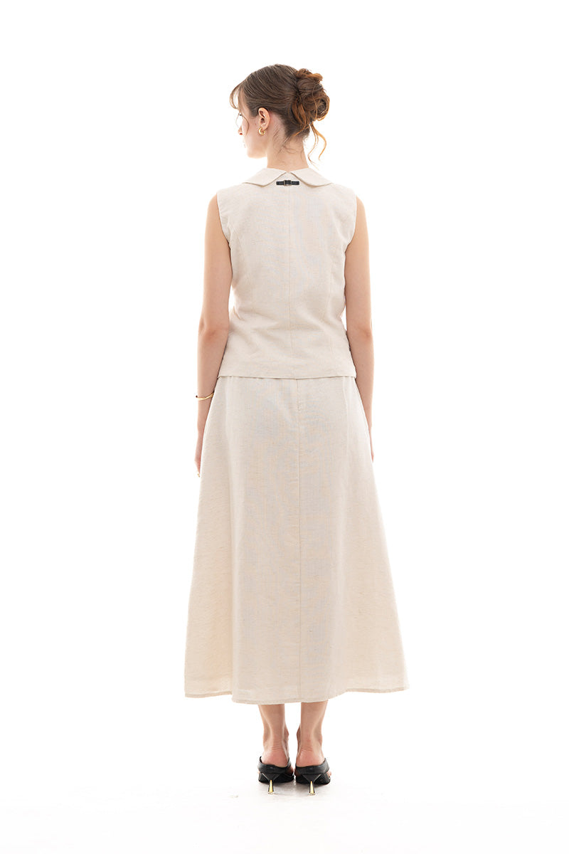 Natural Wrap Tie-Front Vest In Broken White