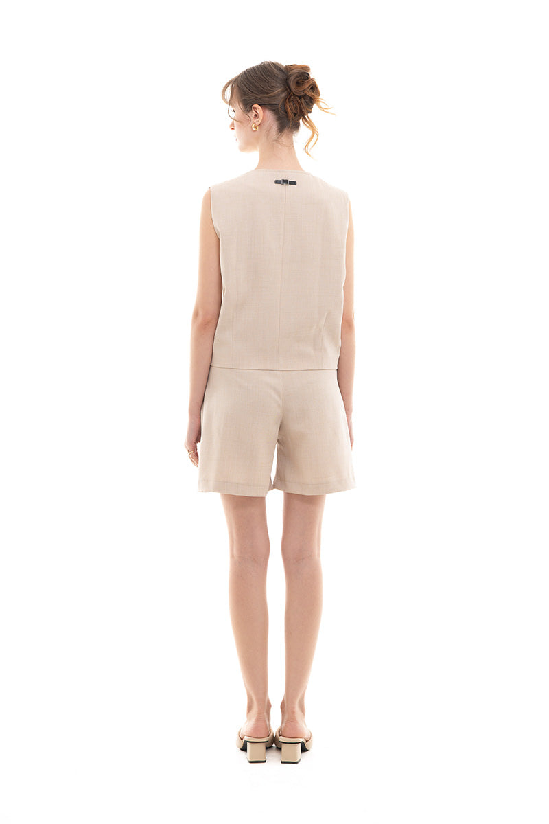Overlap Vest In Beige