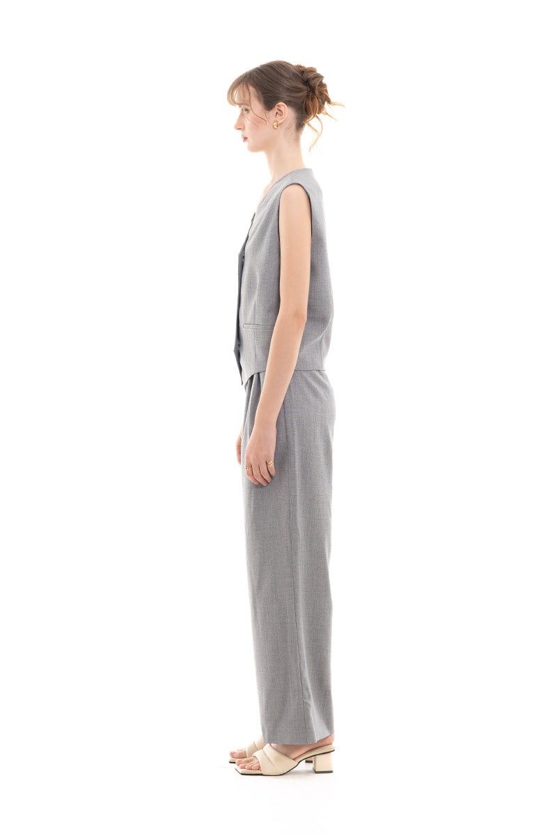 Overlap Vest In Light Grey