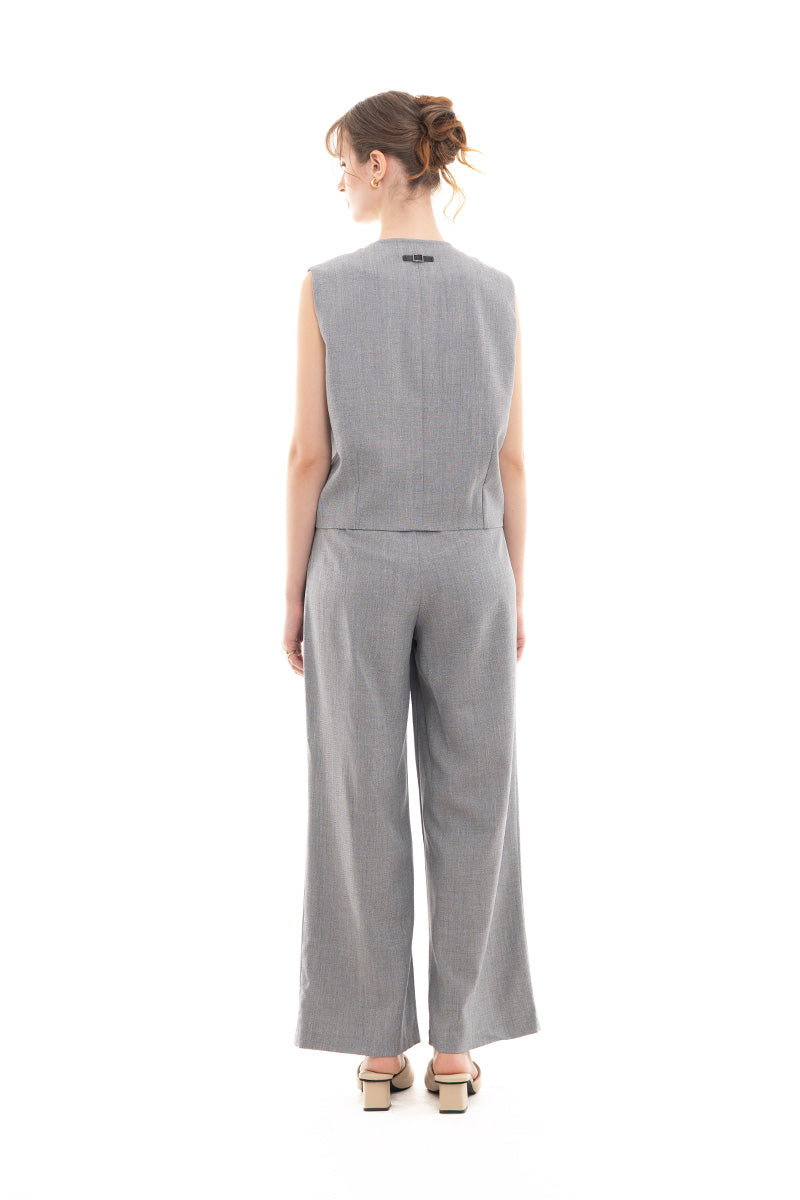 Overlap Vest In Light Grey