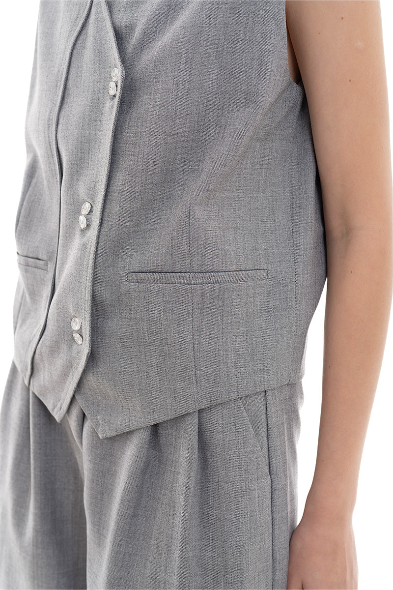 Overlap Vest In Light Grey