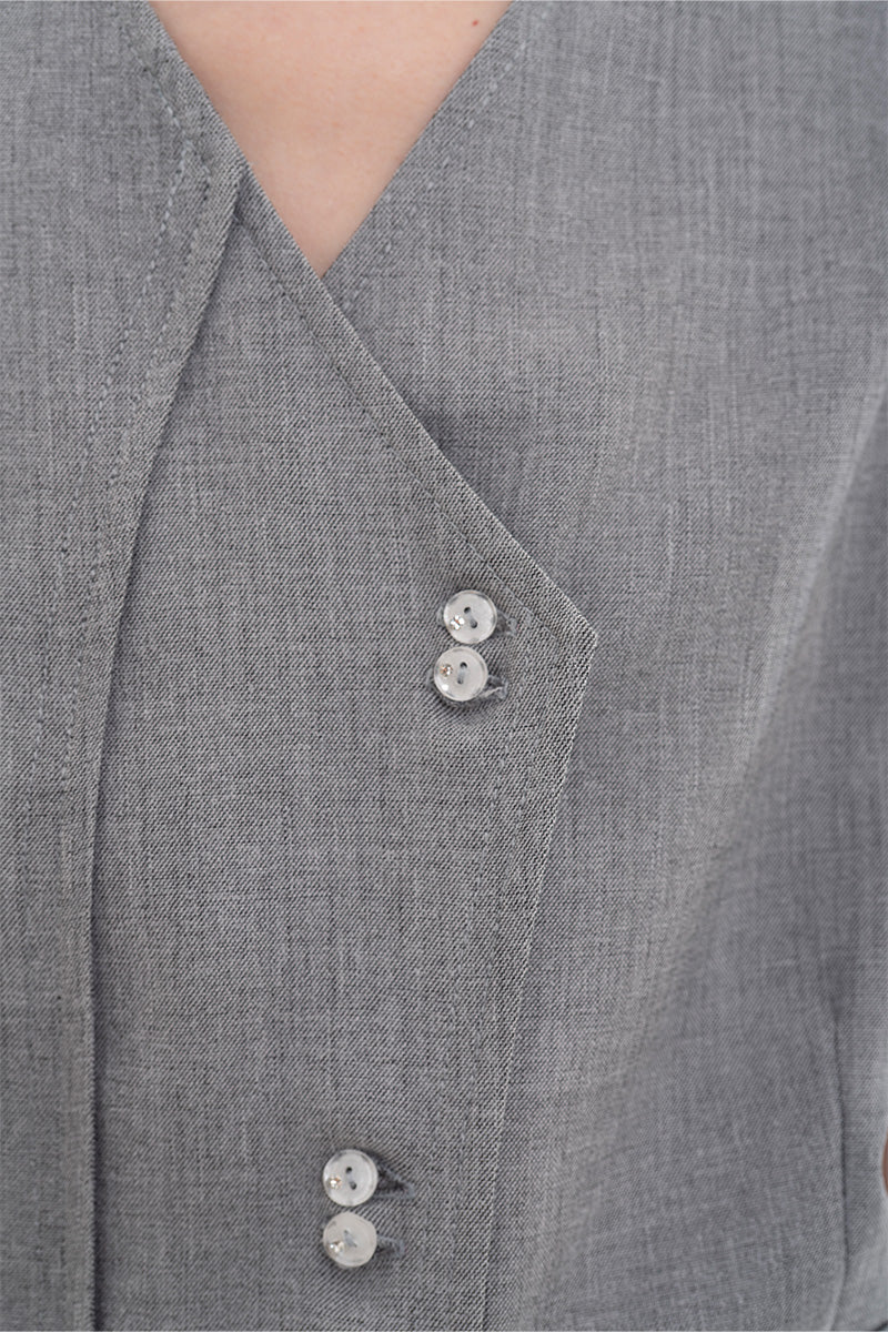Overlap Vest In Light Grey