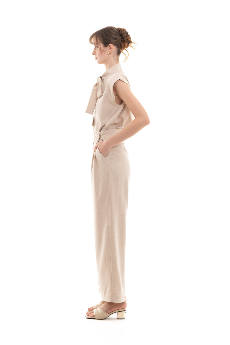 Overlap Waist Trousers In Beige