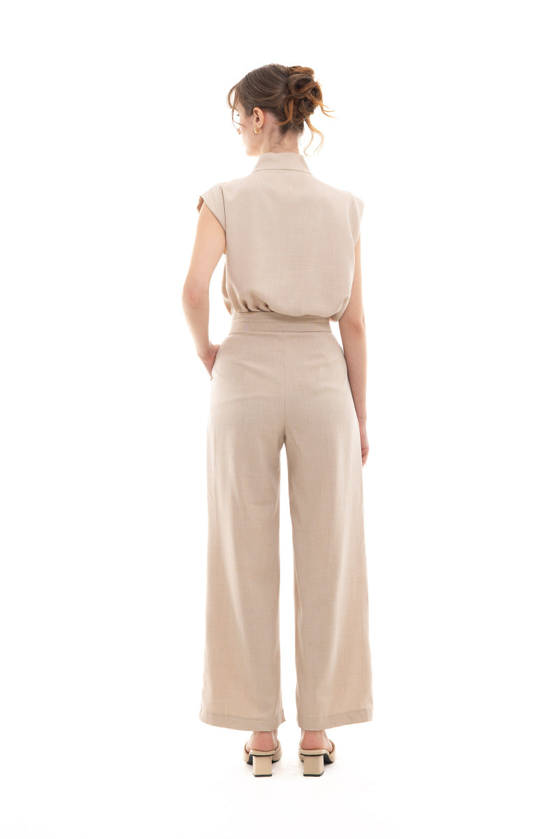 Overlap Waist Trousers In Beige