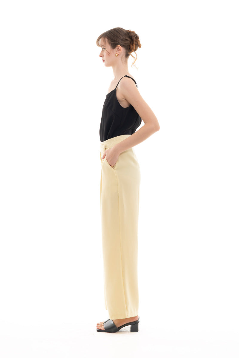 Overlap Waist Trousers In Butter Yellow