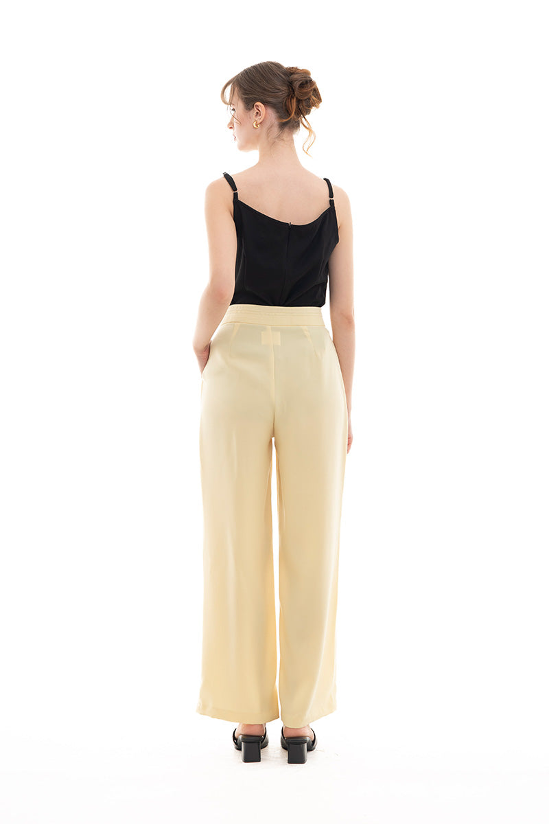 Overlap Waist Trousers In Butter Yellow