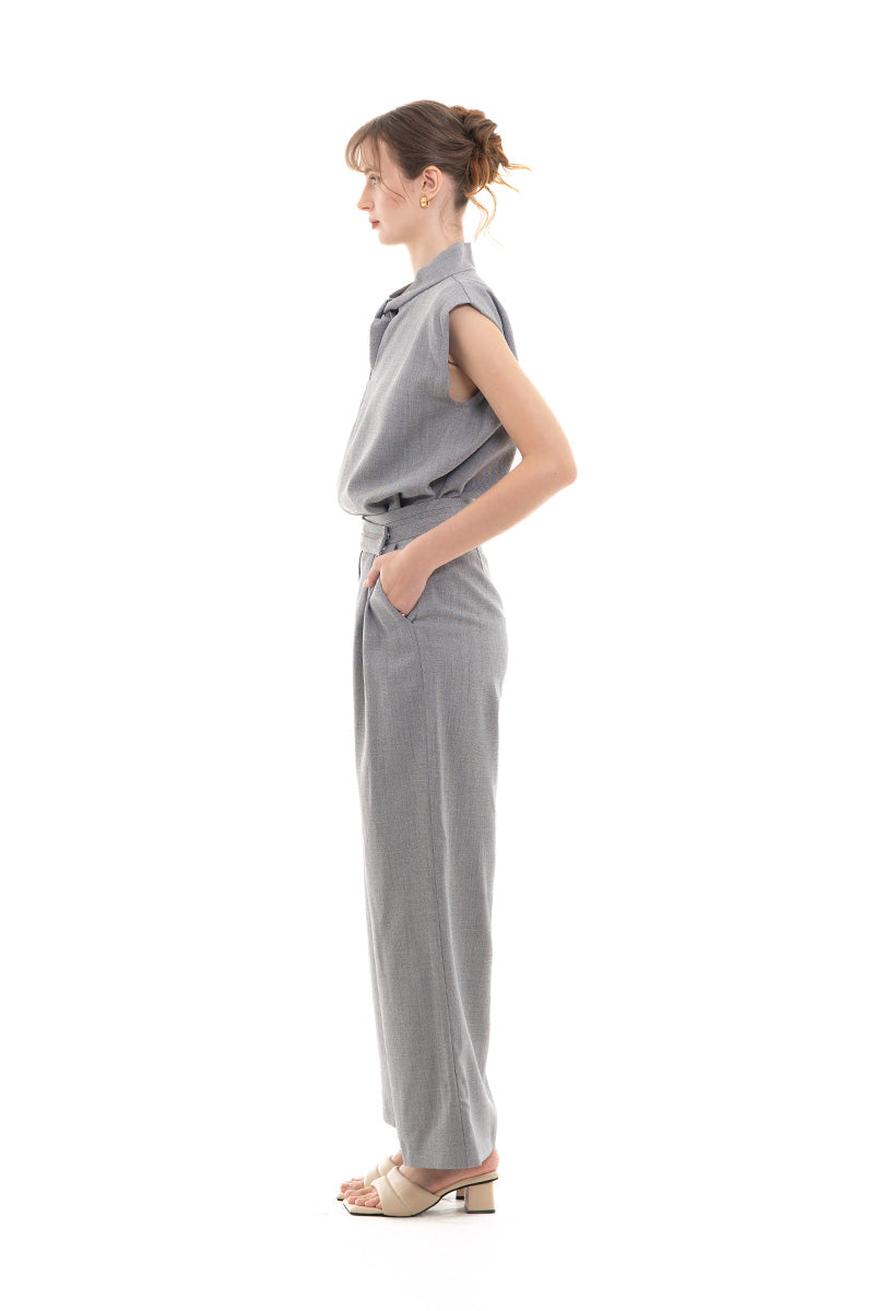 Overlap Waist Trousers In Light Grey
