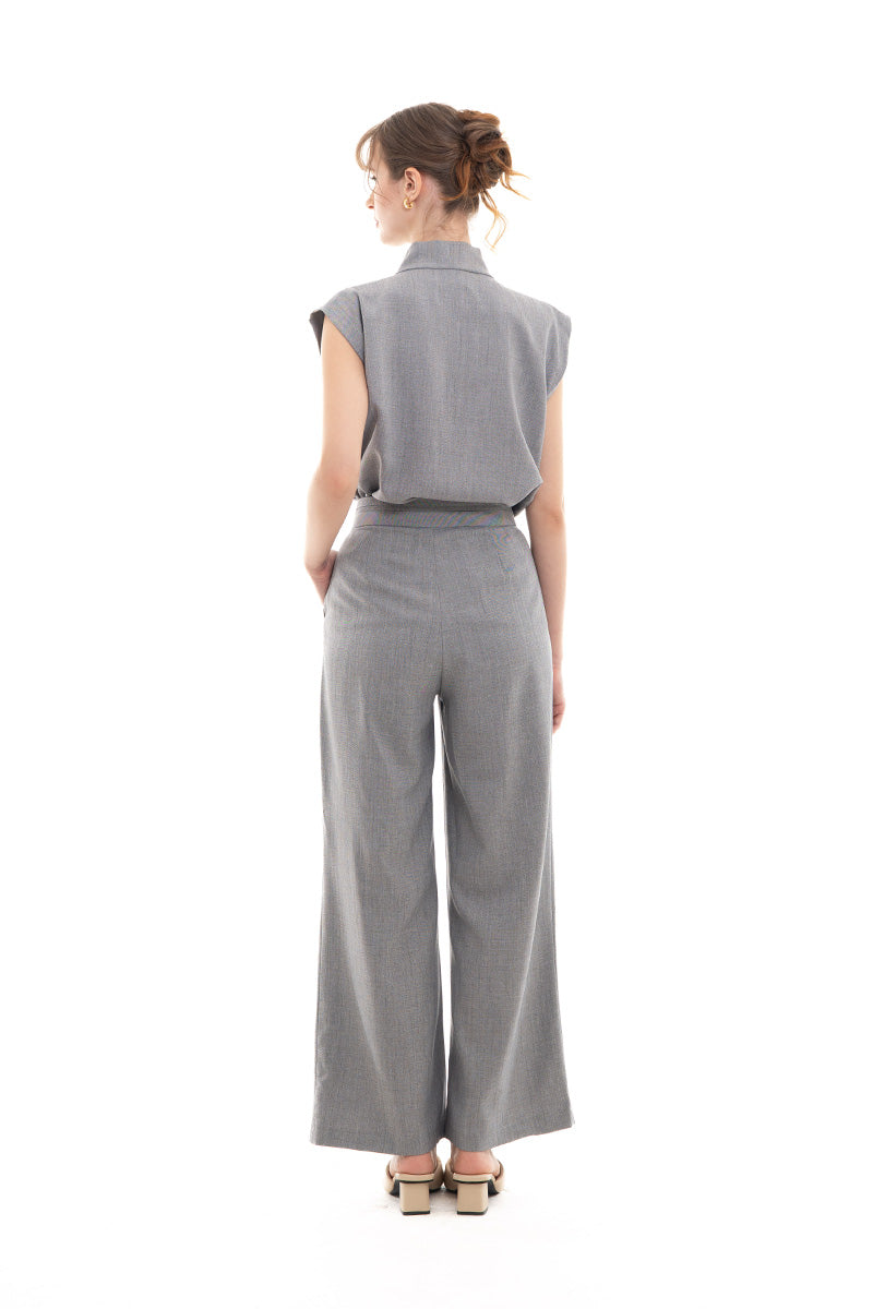 Overlap Waist Trousers In Light Grey