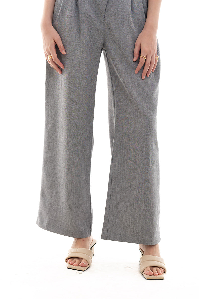 Overlap Waist Trousers In Light Grey