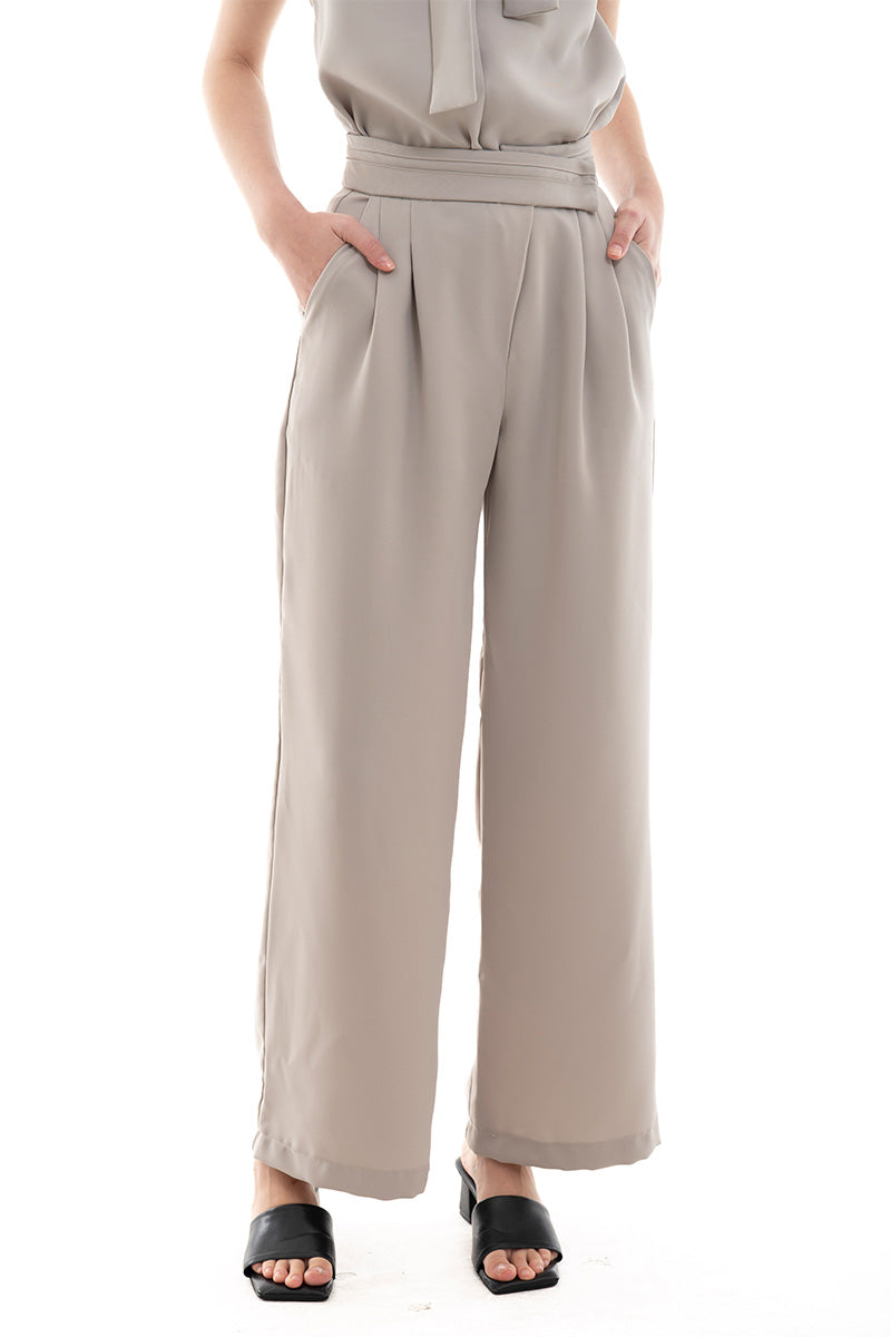 Overlap Waist Trousers In Taupe