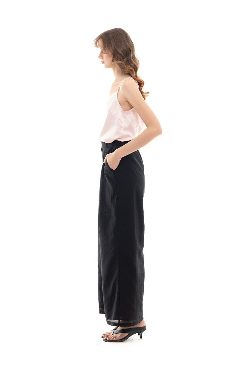 Pleated Wide Leg Pants In Black