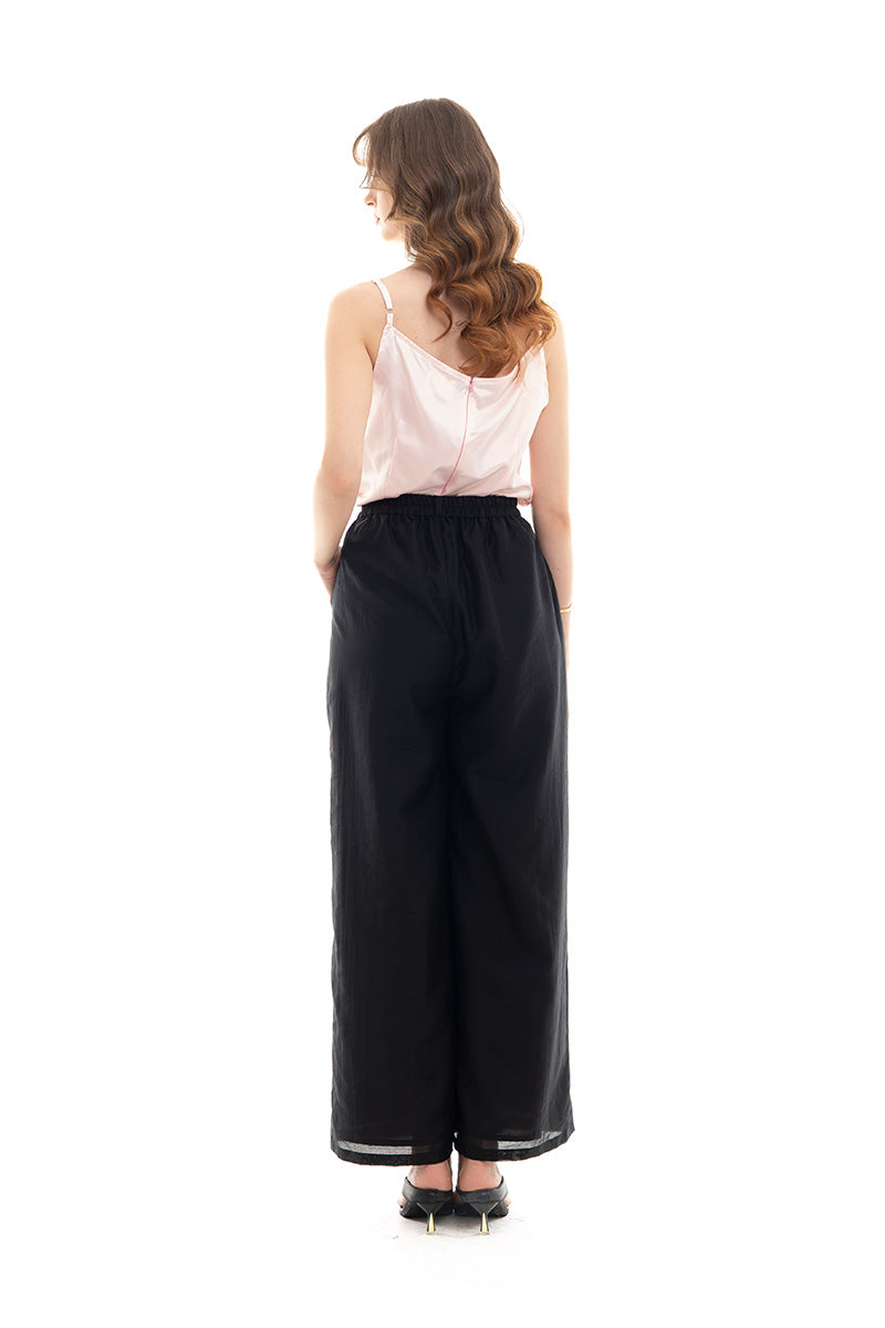 Pleated Wide Leg Pants In Black