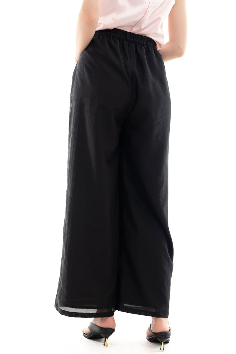 Pleated Wide Leg Pants In Black