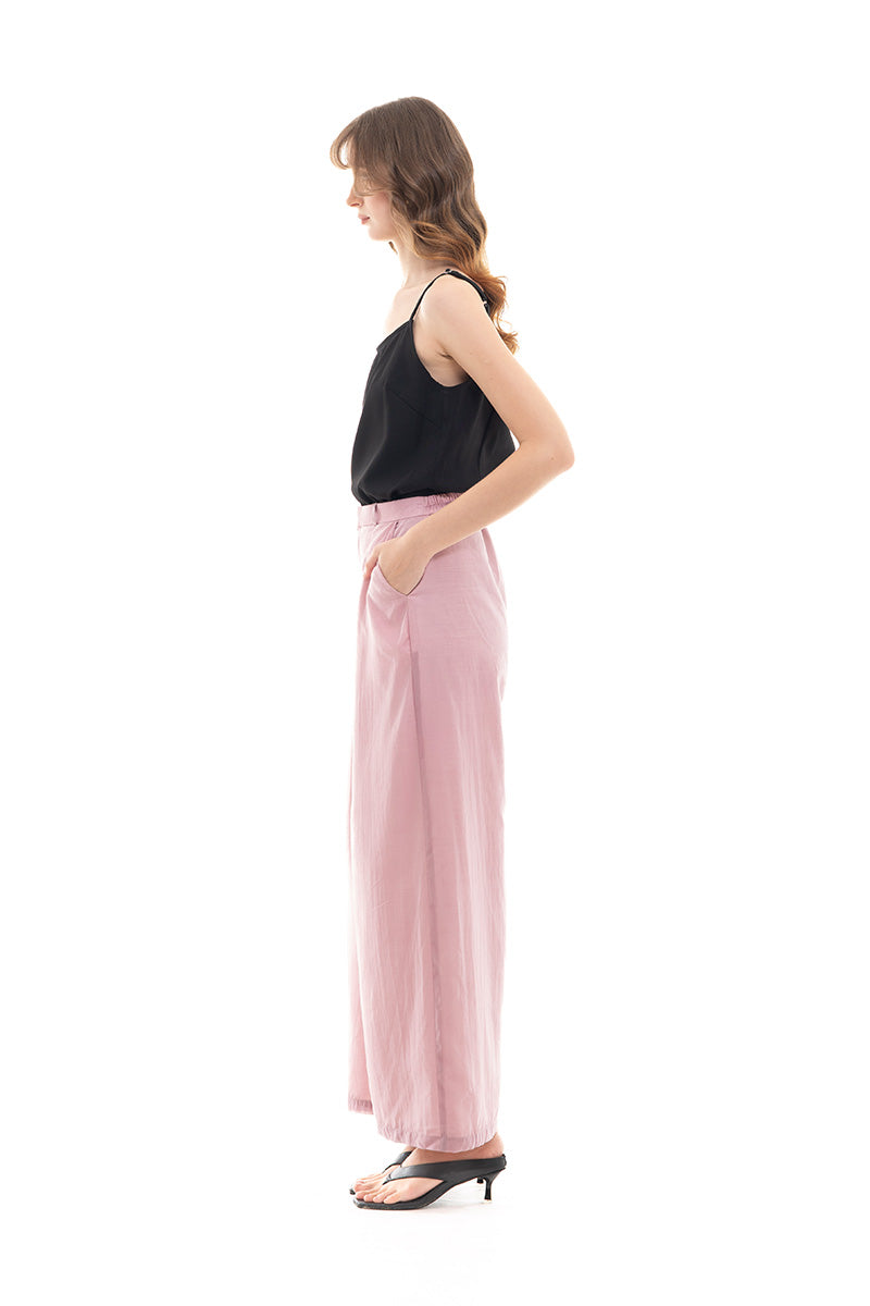 Pleated Wide Leg Pants In Mauve Pink