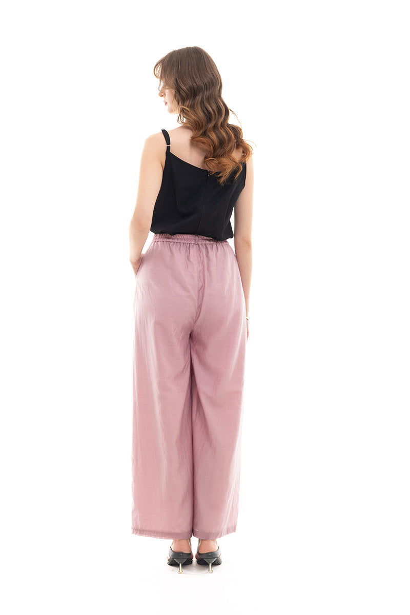 Pleated Wide Leg Pants In Mauve Pink