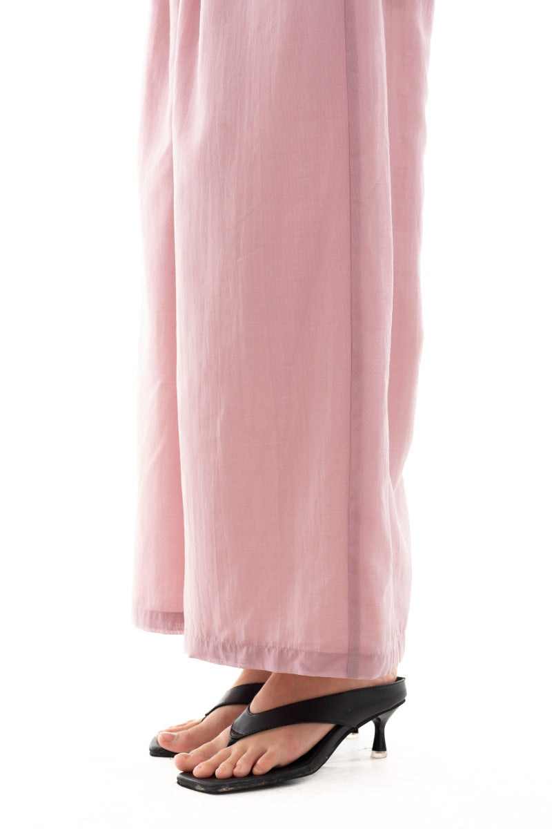 Pleated Wide Leg Pants In Mauve Pink