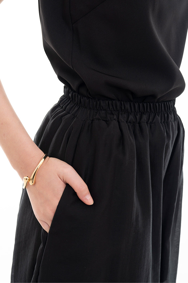 Sheer Wide Leg Pants In Black