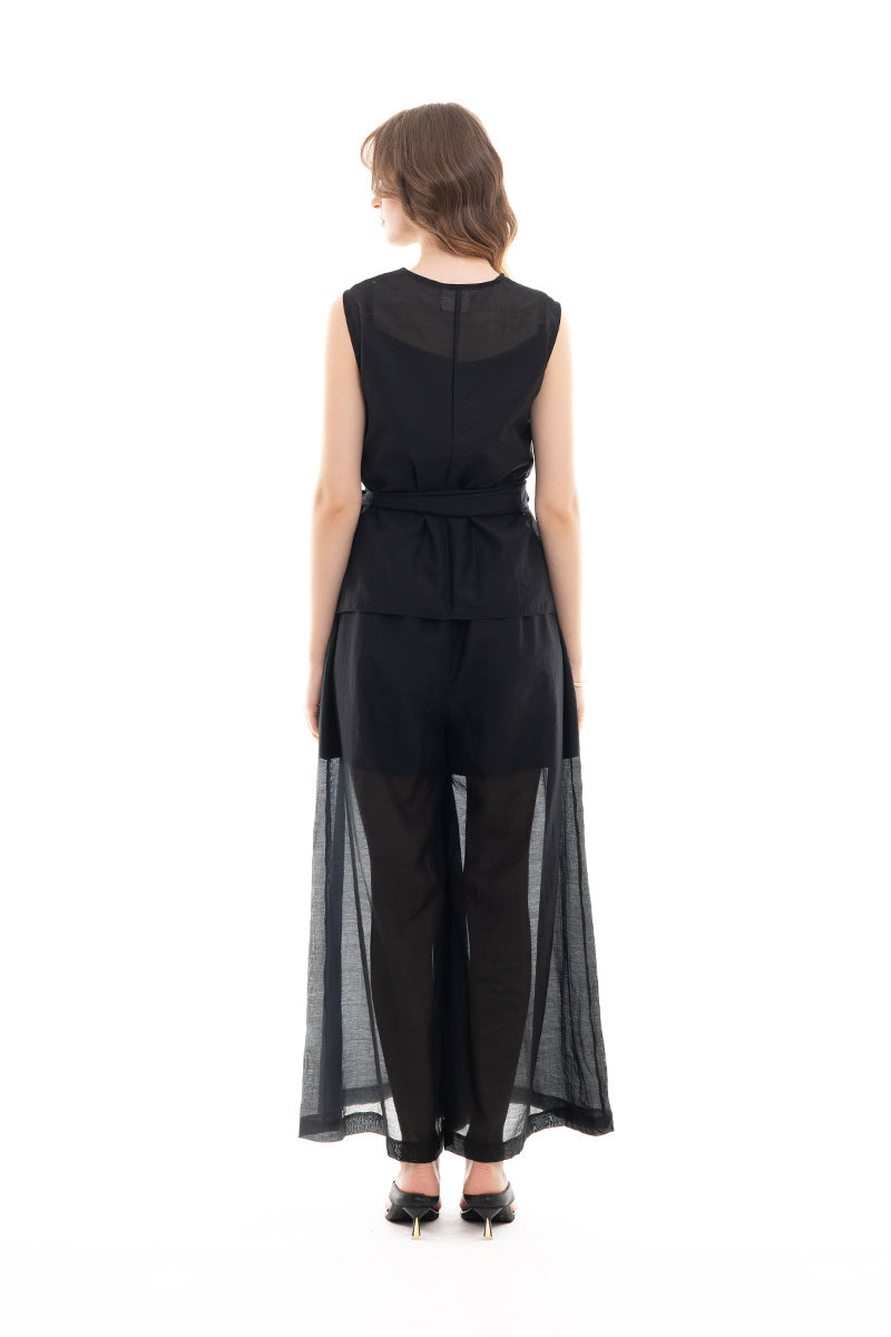 Side Wrap Vest In Black