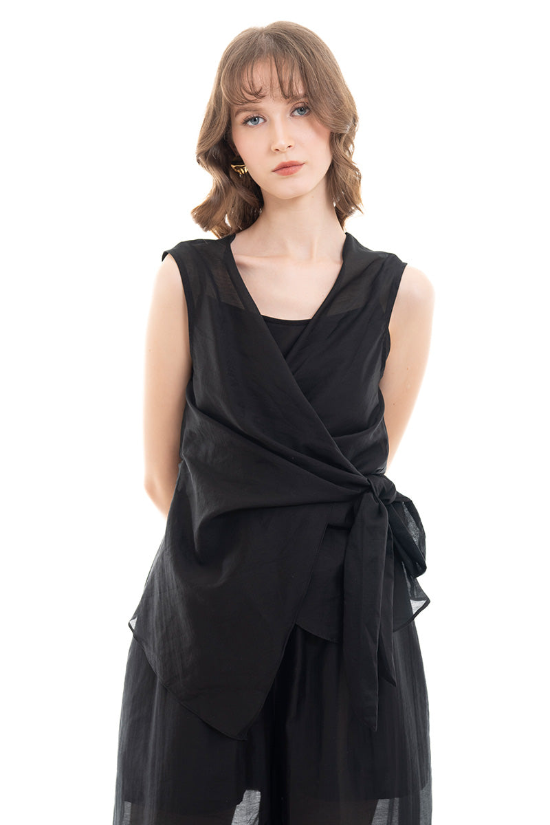 Side Wrap Vest In Black