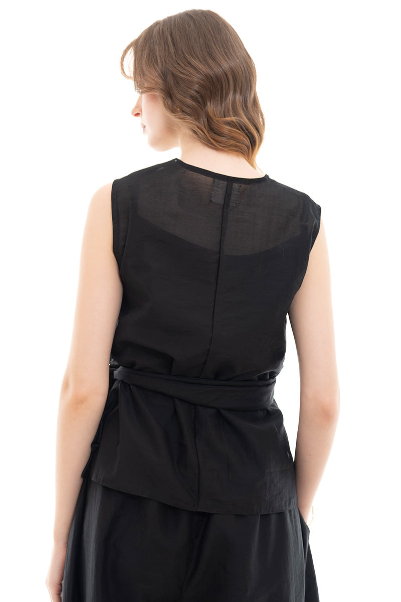 Side Wrap Vest In Black