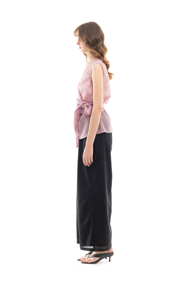 Side Wrap Vest In Mauve Pink