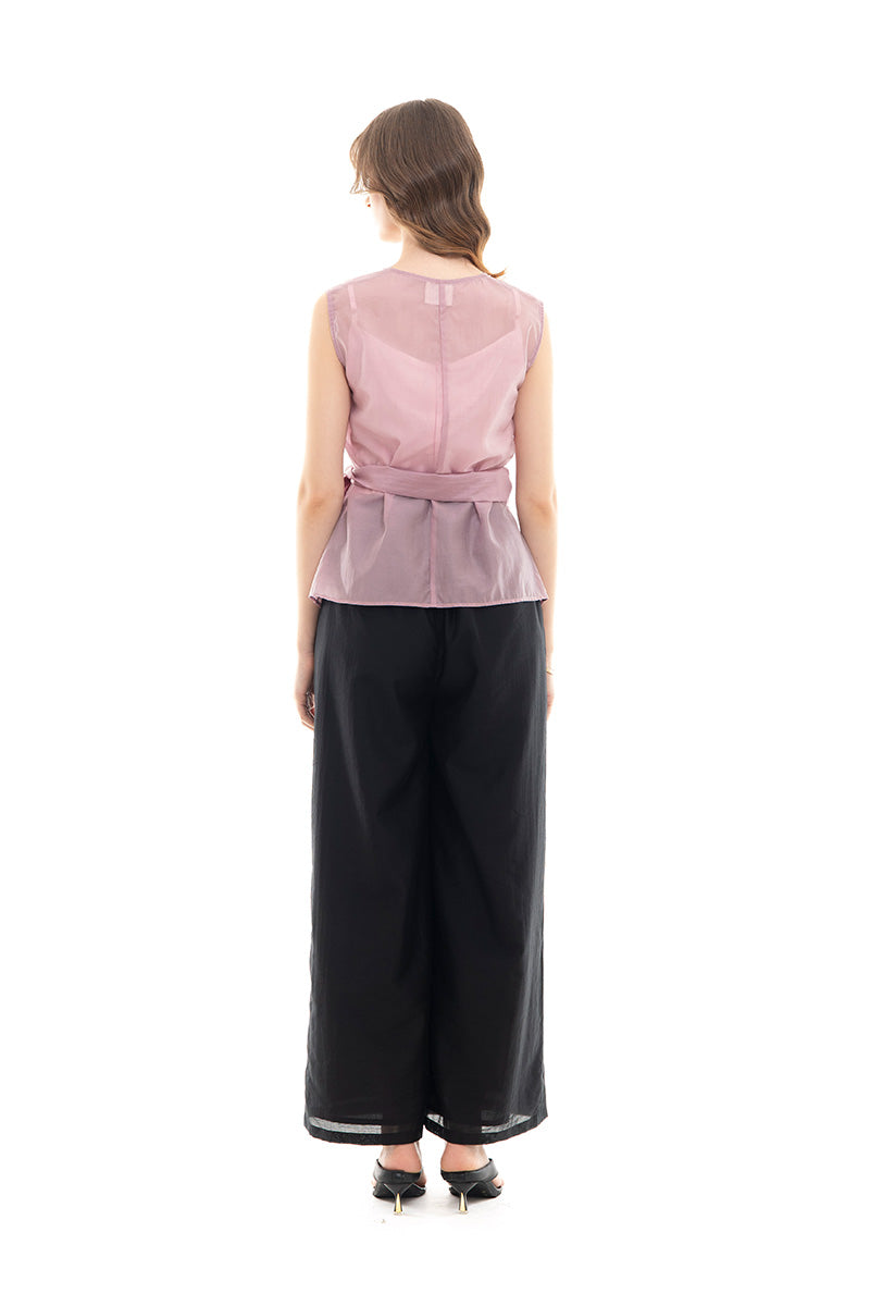 Side Wrap Vest In Mauve Pink