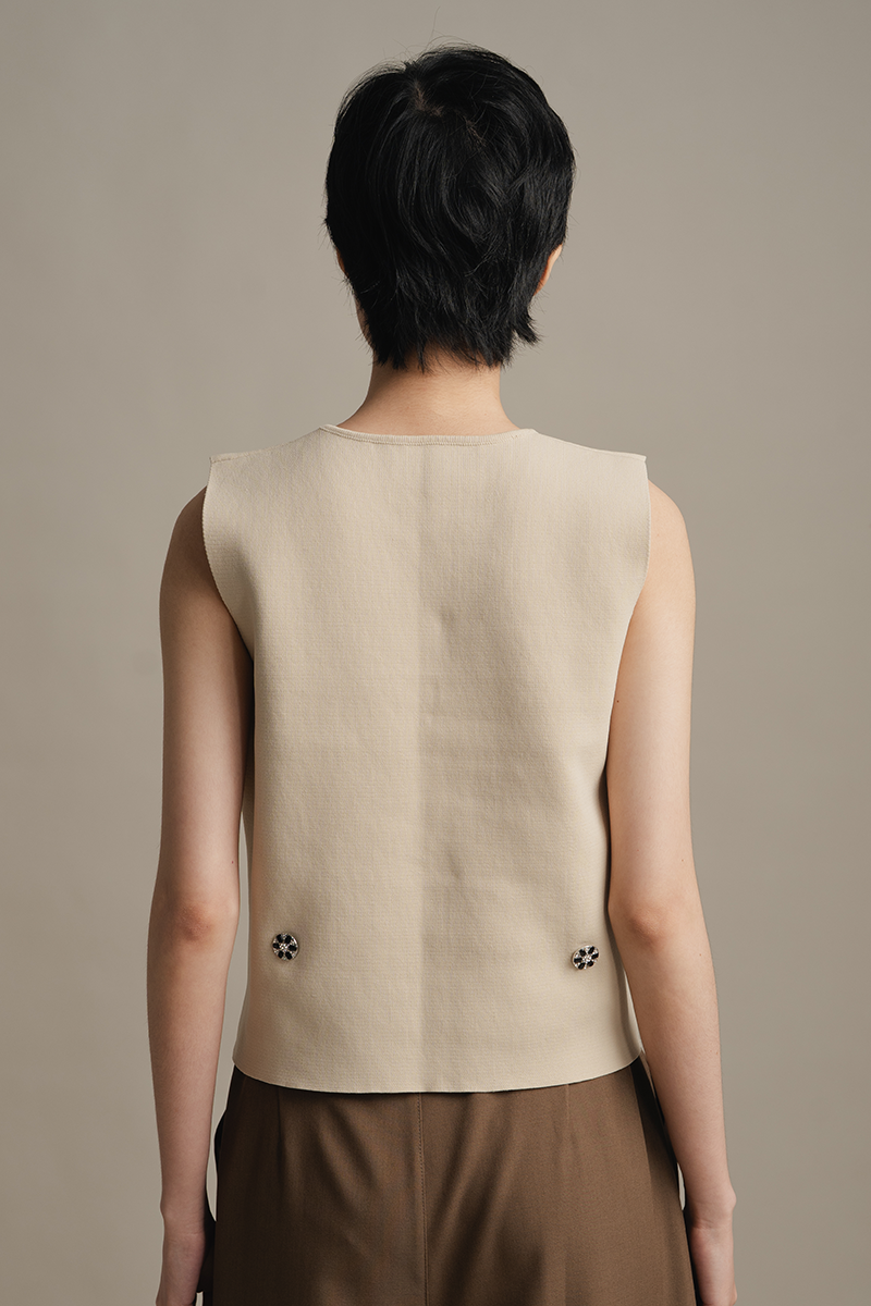 Overlap Detail Knit Top In Warm Sand