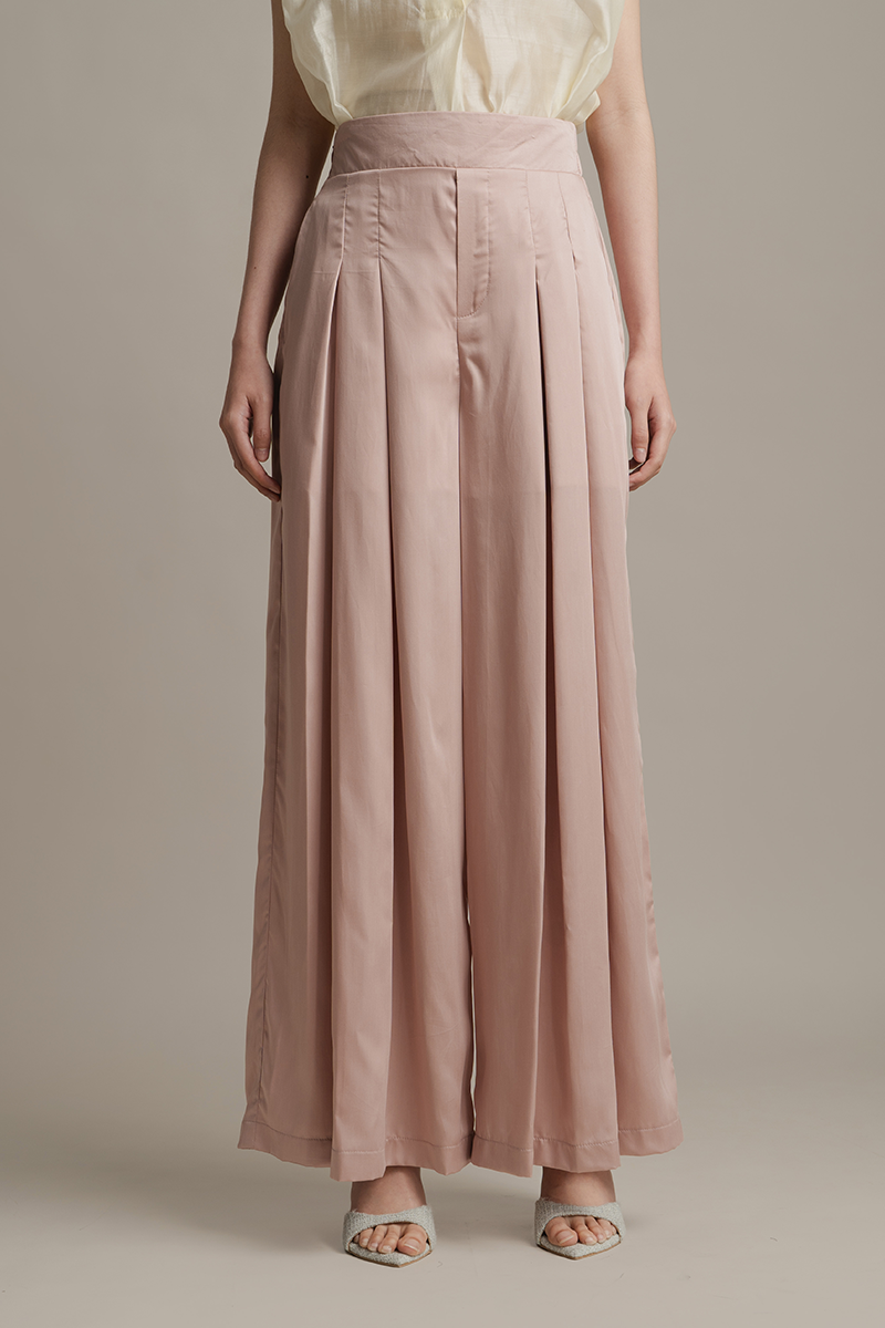 Panelled Wide Leg Pants In Rose